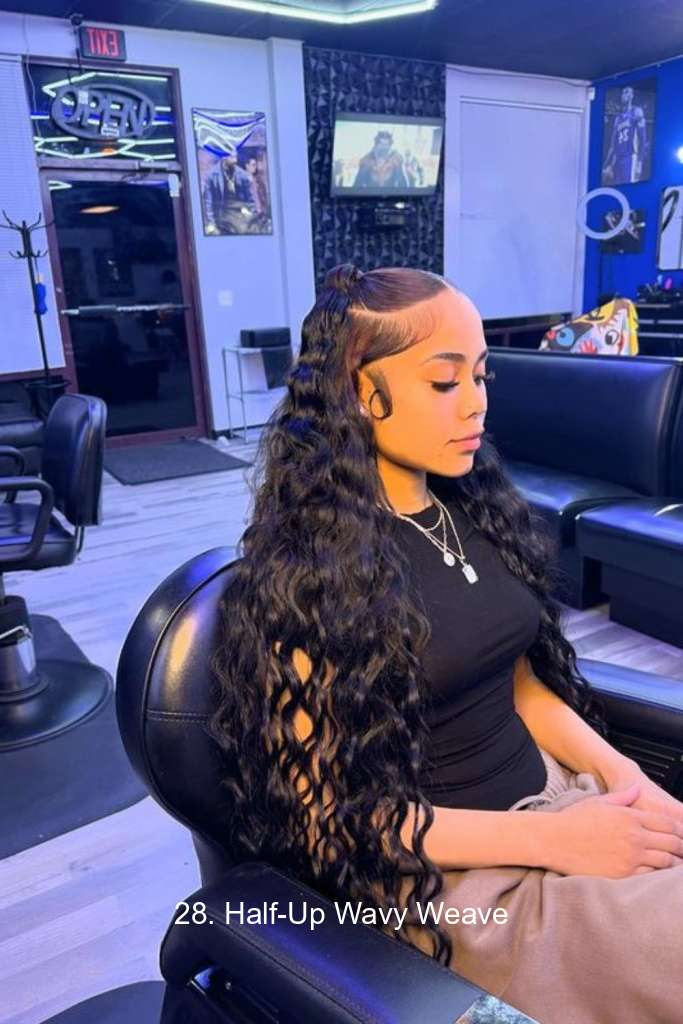 28. Half Up Wavy Weave 7415 28. Half-Up Wavy Weave