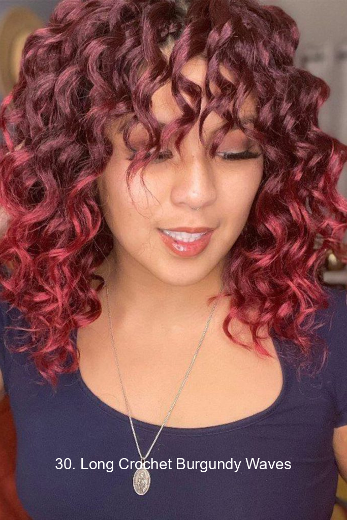 30. Long Crochet Burgundy Wave 4455 30. Long Crochet Burgundy Waves