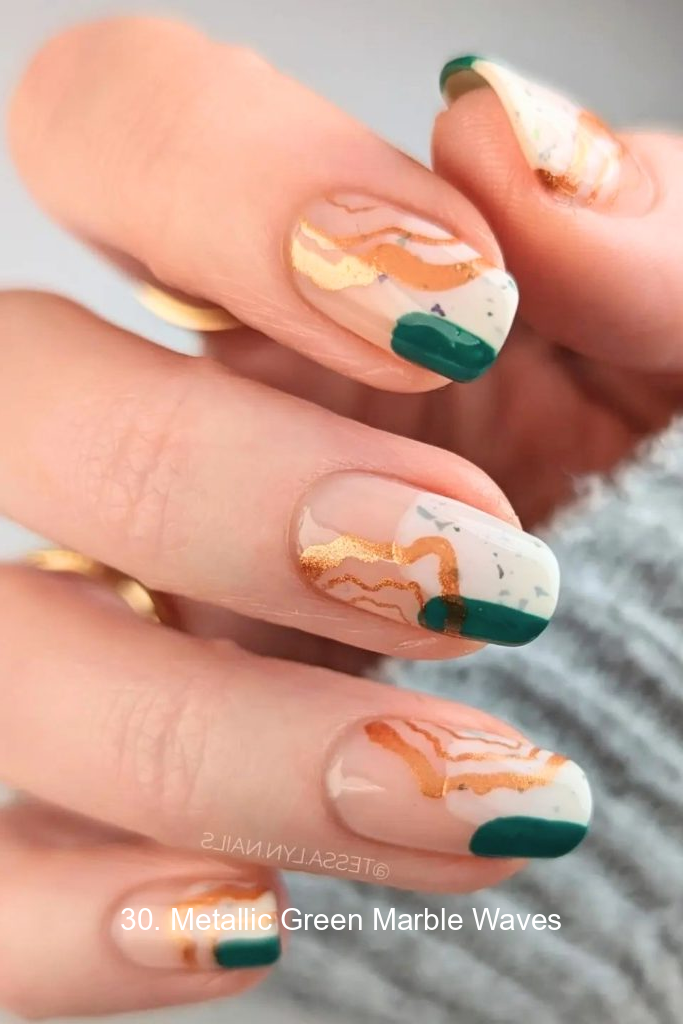 30. Metallic Green Marble Wave 2087 30. Metallic Green Marble Waves
